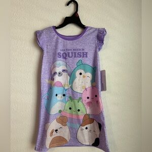Squishmallows Girls Lavender Nightgown size S 6/6X-NWT